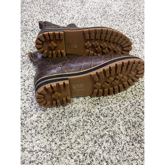 Madewell The Ivy Chelsea Boot Croc Embossed Leather Women’s 7.5‎ Lug Sole Brown - Picture 6 of 12